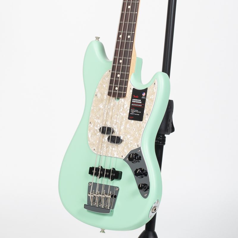 Fender American Performer Mustang Bass - Rosewood, Satin Surf Green