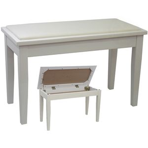 Benchworld ACE20#2CPWHT Duet Piano Bench - 30", Padded, with Storage, Polished White