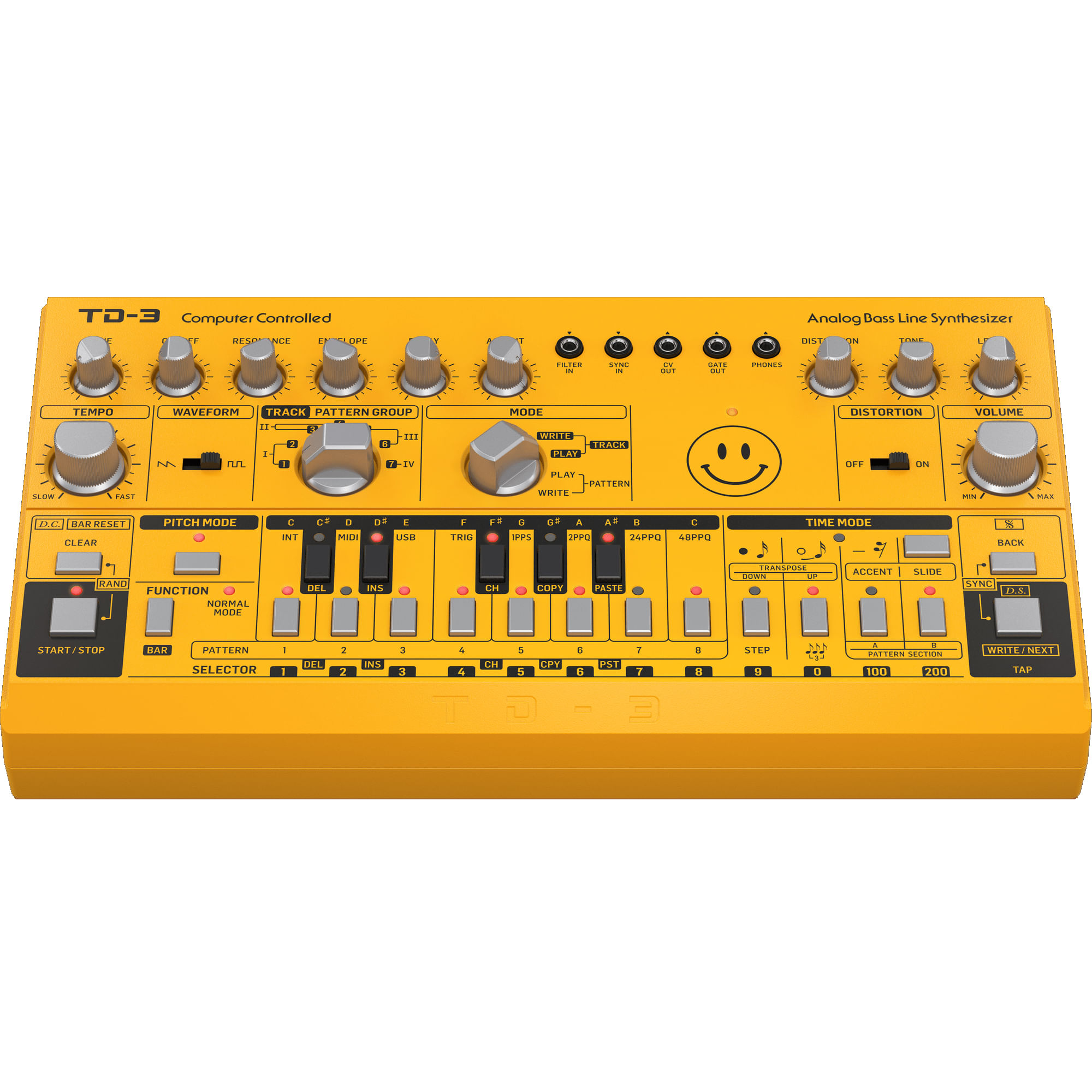 Behringer TD-3-AM Analog Bass Line Synthesizer - Yellow - Cosmo Music