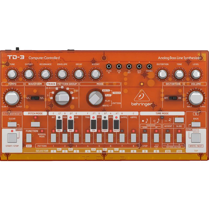 Behringer TD-3-TG Analog Bass Line Synthesizer - Tangerine - Cosmo