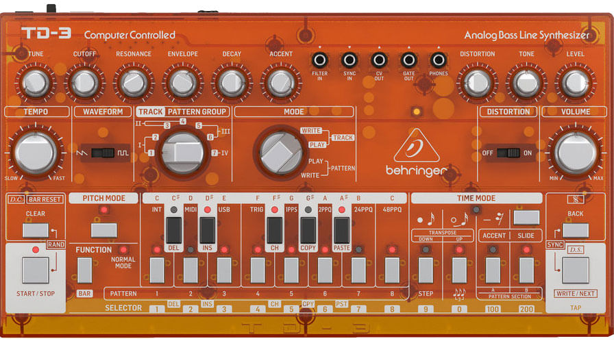 Behringer TD-3-TG Analog Bass Line Synthesizer - Tangerine - Cosmo