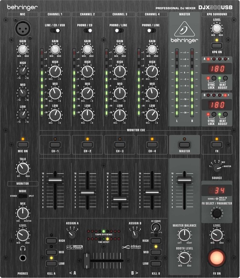 Behringer Pro Mixer DJX900USB 5-Channel DJ Mixer