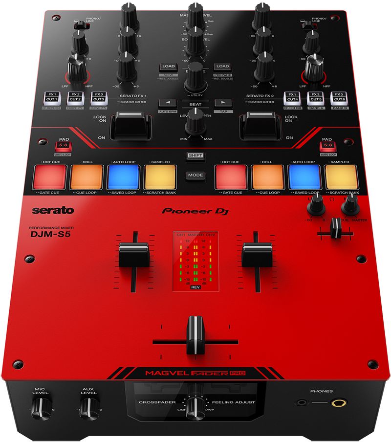 Pioneer DJ DJM-S5 Scratch-Style 2-Channel DJ Mixer - Gloss Red 