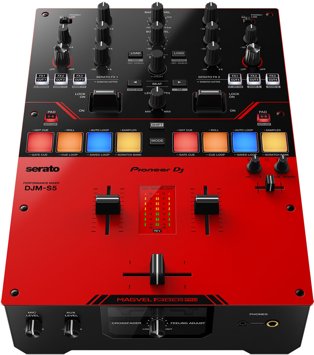 Pioneer DJ DJM-S5 Scratch-Style 2-Channel DJ Mixer - Gloss Red - Cosmo  Music | Canada's #1 Music Store - Shop, Rent, Repair