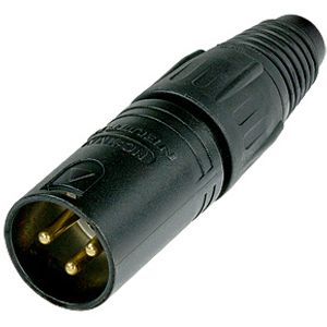 Neutrik NC3MX-B XLR Cable Connector - 3-Pole Male, Metal, Gold Contacts