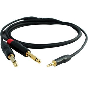 Digiflex Performance Series Insert Cable - 1/8 Mini TRS / 2x 1/4 Connectors, 10'