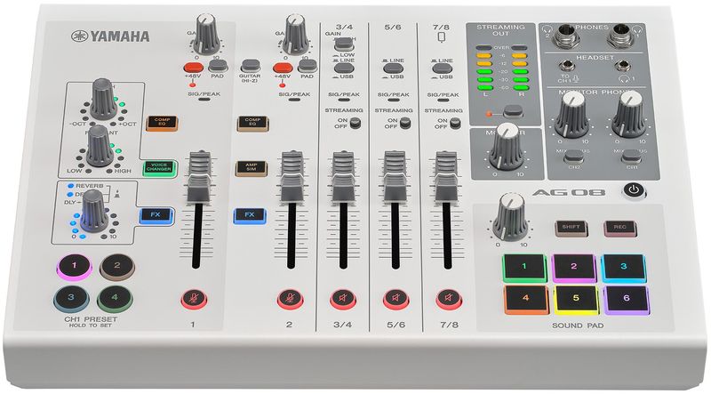 Yamaha AG08 Live Streaming Mixer - White - Cosmo Music