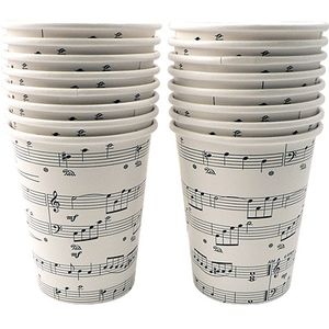 Sheet Music Paper Cups - 16 Pack, 9oz