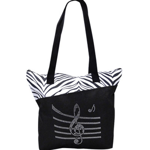 Bling Tote Bag with Music Staff - Zebra