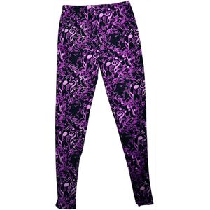 Music Notes Leggings - One Size, Purple