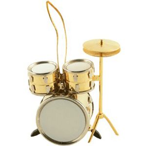 Drum Set Ornament - Gold