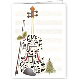 Quire Double Bass Music Notes Christmas Card