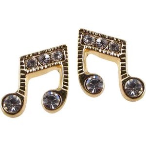 Music Note Crystal Earrings - Gold