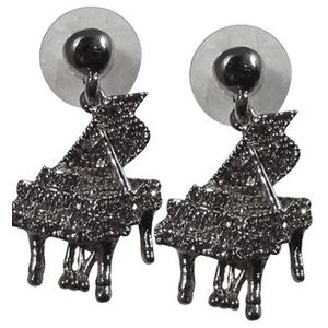 Grand Piano Crystal Earrings - Clear/Silver