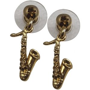 Saxophone Crystal Earrings - Amber/Silver