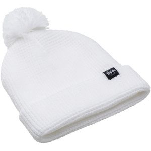 Taylor Pom Beanie - White Waffle Knit