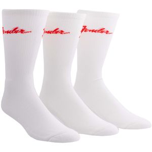 Fender Classic Crew Socks - Large, White, 3 Pack