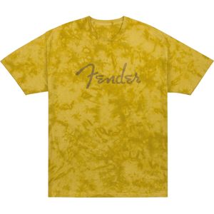 Fender Spaghetti Logo Tie-Dye T-Shirt - Small, Mustard