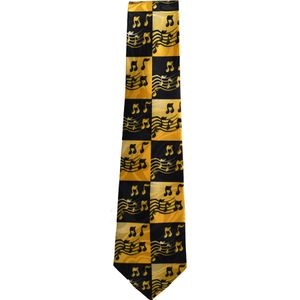 Music Notes in Squares Tie - Yellow/Black