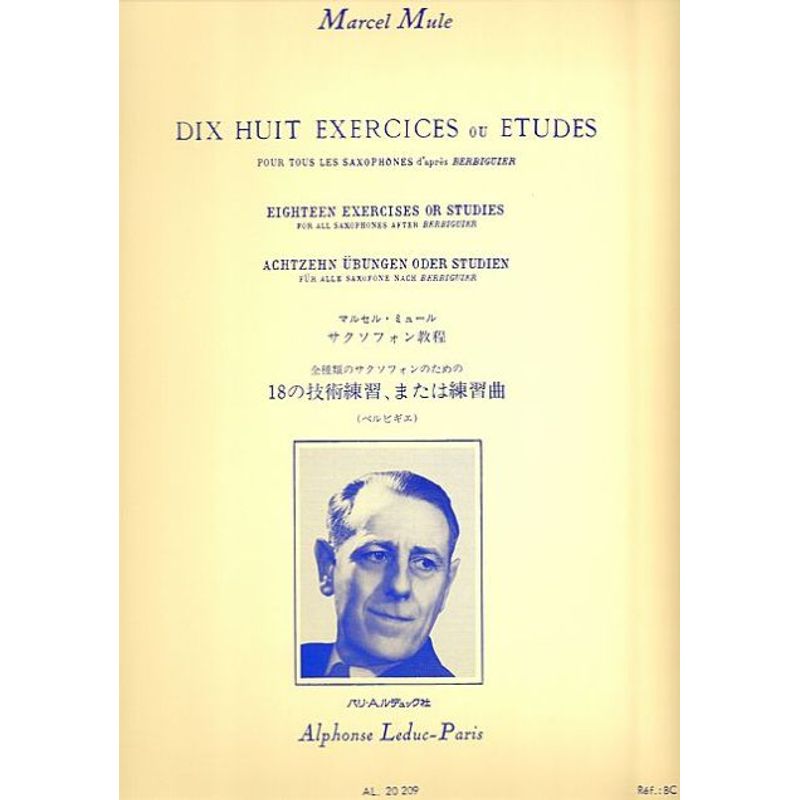 Music Mule 18 Etudes dApres Berbiguier (Alto Sax/Tenor Sax) Cosmo Music