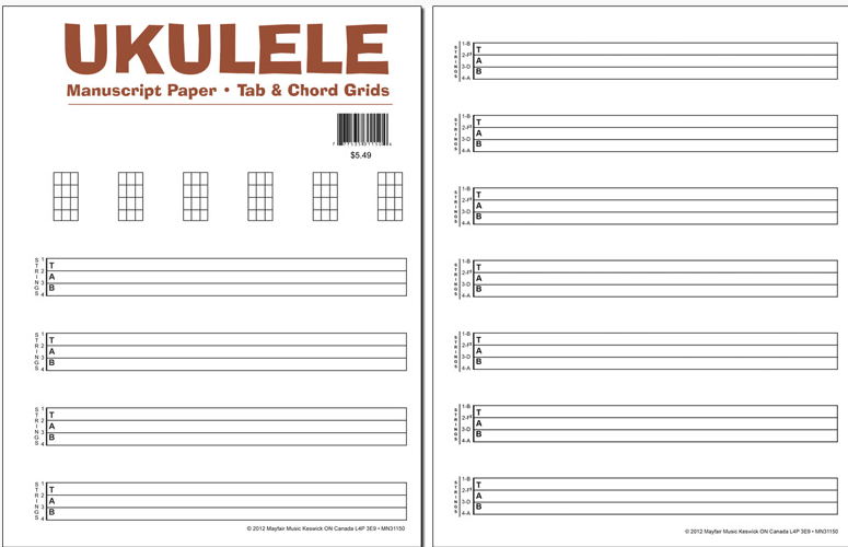 Music Ukulele Manuscript Paper (TAB &amp; Chord Grids) - Cosmo Music