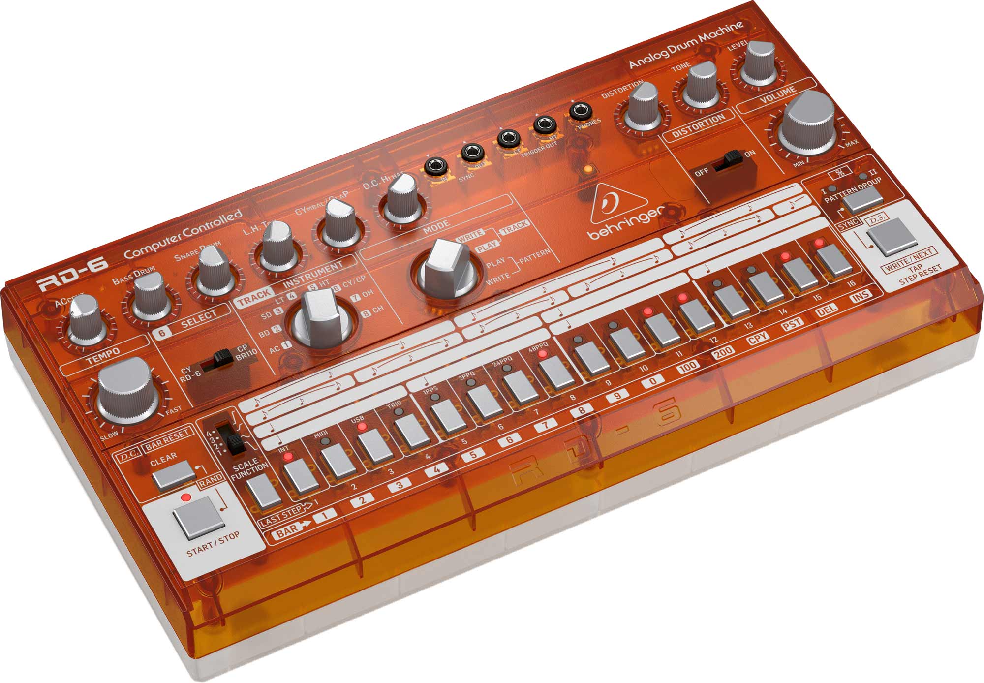 Behringer RD-6 Analog Drum Machine - Orange Translucent