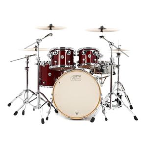 DW Design Cherry Stain Shell Pack Drum Kit with sizes 22, 10, 12, and 16