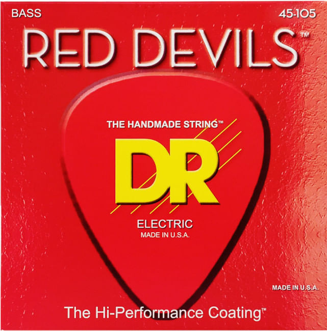 DR Strings NRB-45 Neon Red Bass Strings - Medium 45-105 Gauge