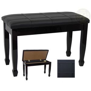 Benchworld ACE201GPE Duet Piano Bench - 30", Padded, with Storage, Polished Ebony