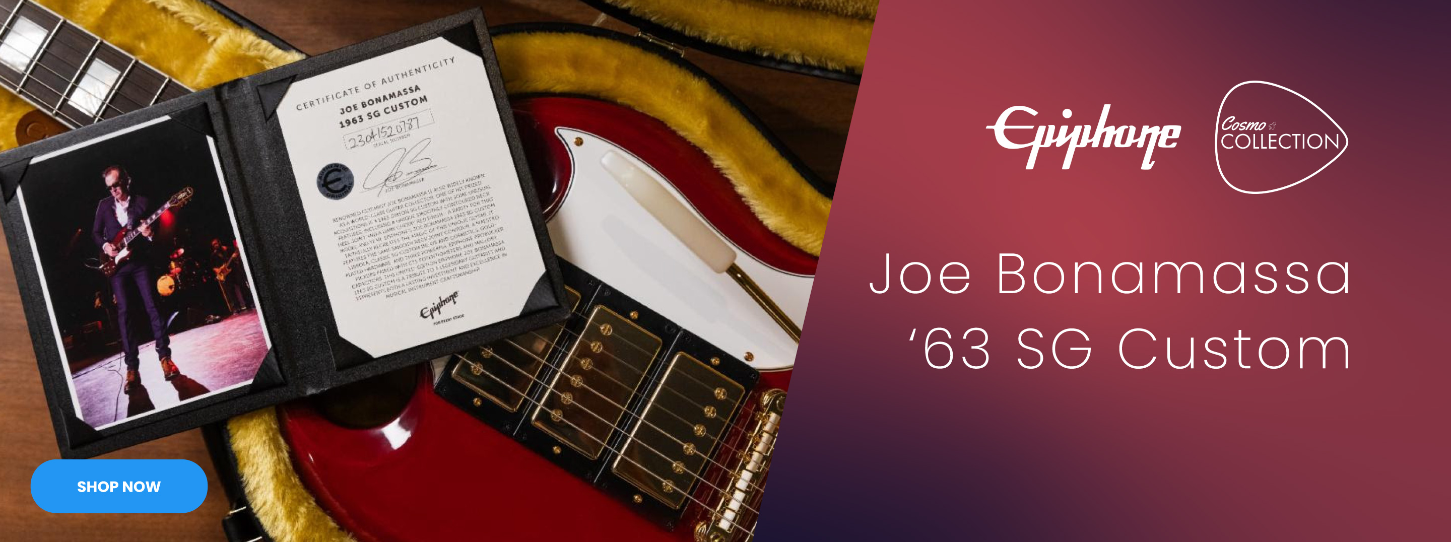 Epiphone Joe Bonamassa 63 SG Custom Electric Guitar - Dark Red Wine