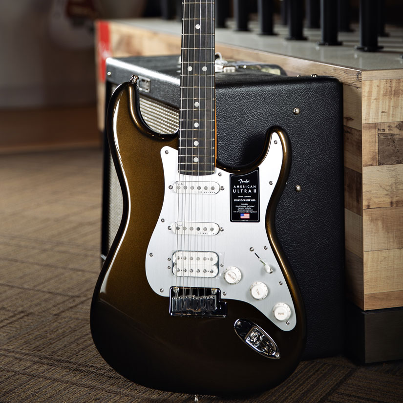 Fender American Ultra II Stratocaster HSS - Ebony, Texas Tea | Cosmo Music